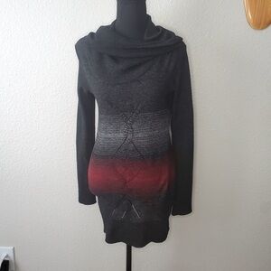 Cherry K Black,Grey,Red Sweater Dress Long Sleeve Size:  Small Braided Designs